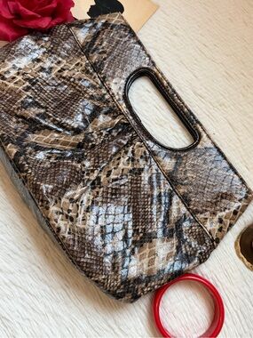 Vintage 90s faux Snake-Print Handheld Clutch Vinyl Bag